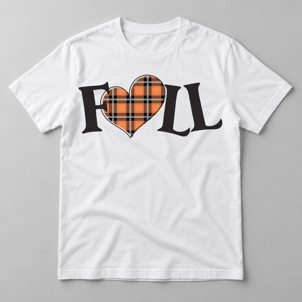 Fall Plaid Heart tee in White