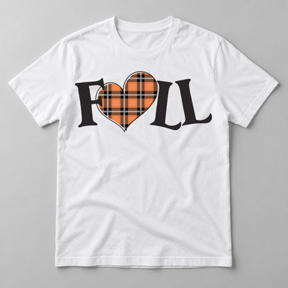 Fall Plaid Heart tee in White