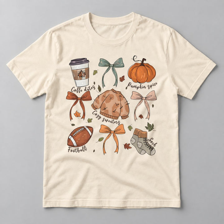 Fall Season Doodles tee in Natural