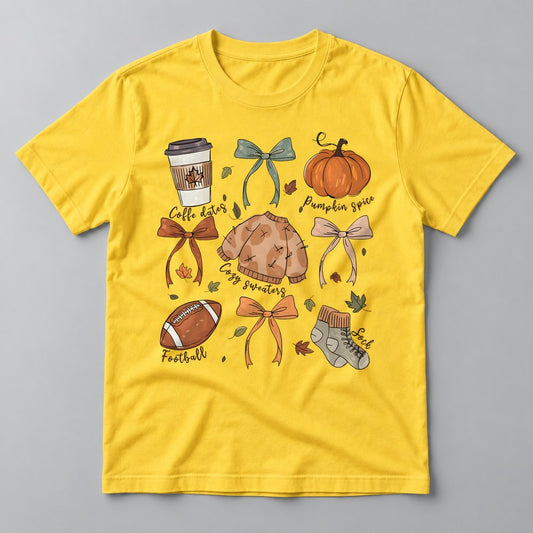 Fall Season Doodles tee in Yellow