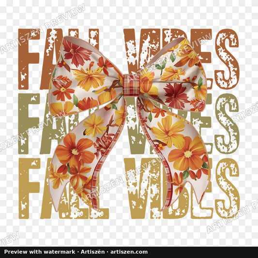Fall Vibes Floral Bow Rose PNG preview