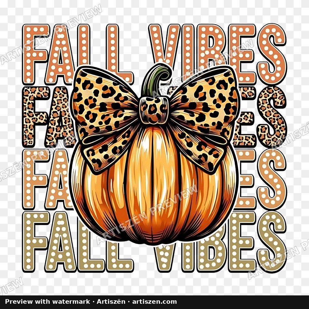Fall Vibes Leopard Bow PNG preview