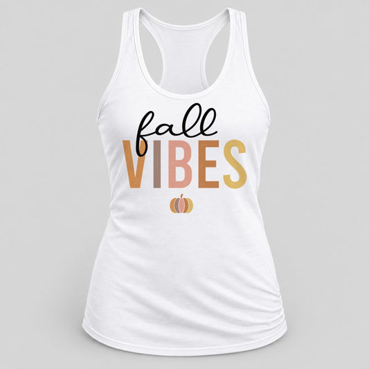 Fall Vibes Neutral racerback tank in White