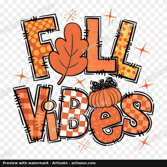 Fall Vibes Retro PNG preview