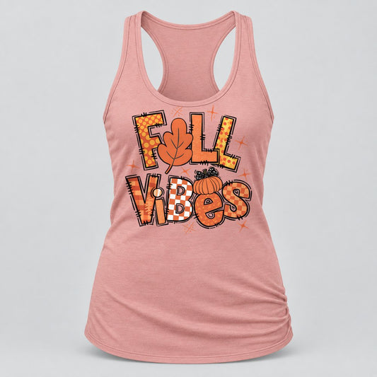 Fall Vibes Retro racerback tank in Desert Pink