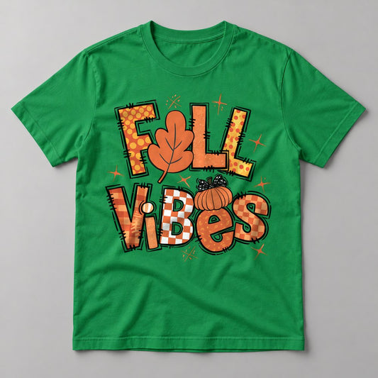 Fall Vibes Retro tee in Kelly Green