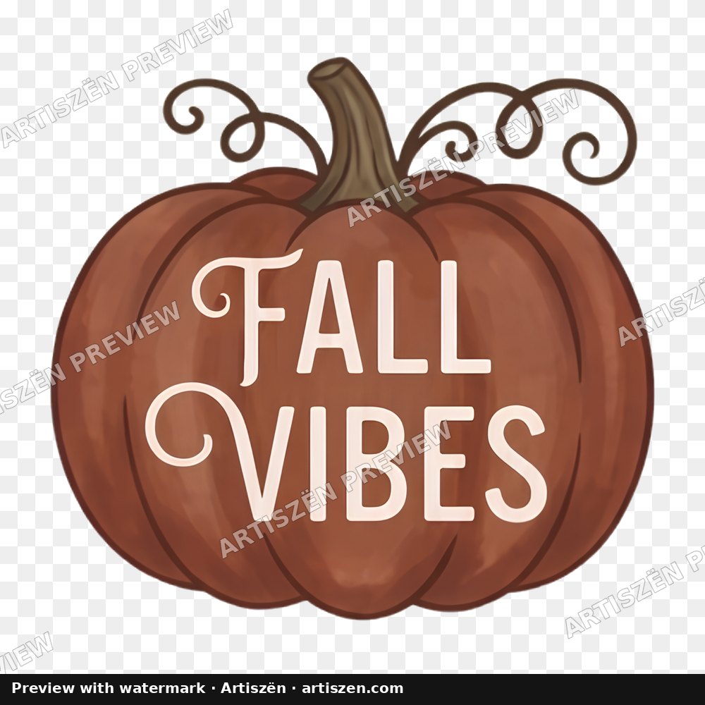 Fall Vibes Rust Pumpkin PNG preview
