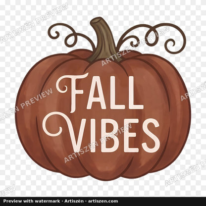 Fall Vibes Rust Pumpkin PNG preview