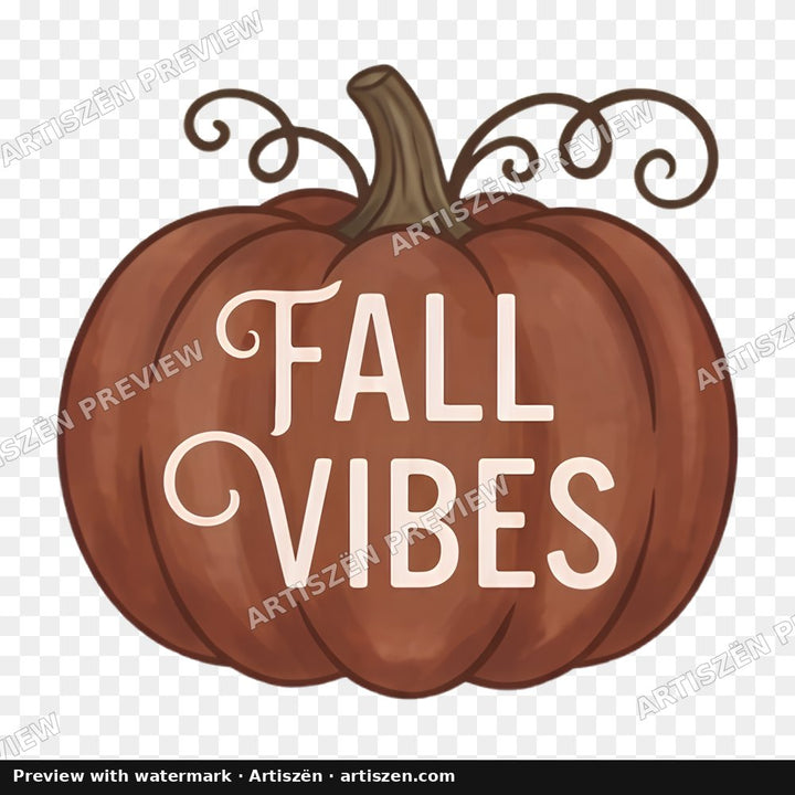 Fall Vibes Rust Pumpkin PNG preview