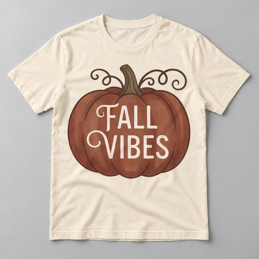 Fall Vibes Rust Pumpkin tee in Natural