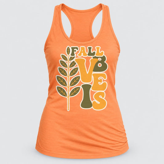 Fall Vibes Wheat racerback tank in Light Orange