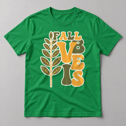 Fall Vibes Wheat tee in Kelly Green
