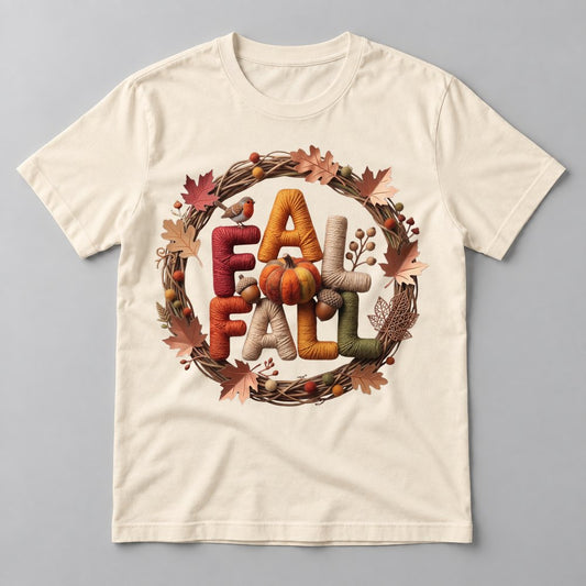 Fall Yarn Wreath tee in Natural