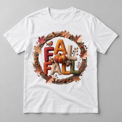 Fall Yarn Wreath tee in White