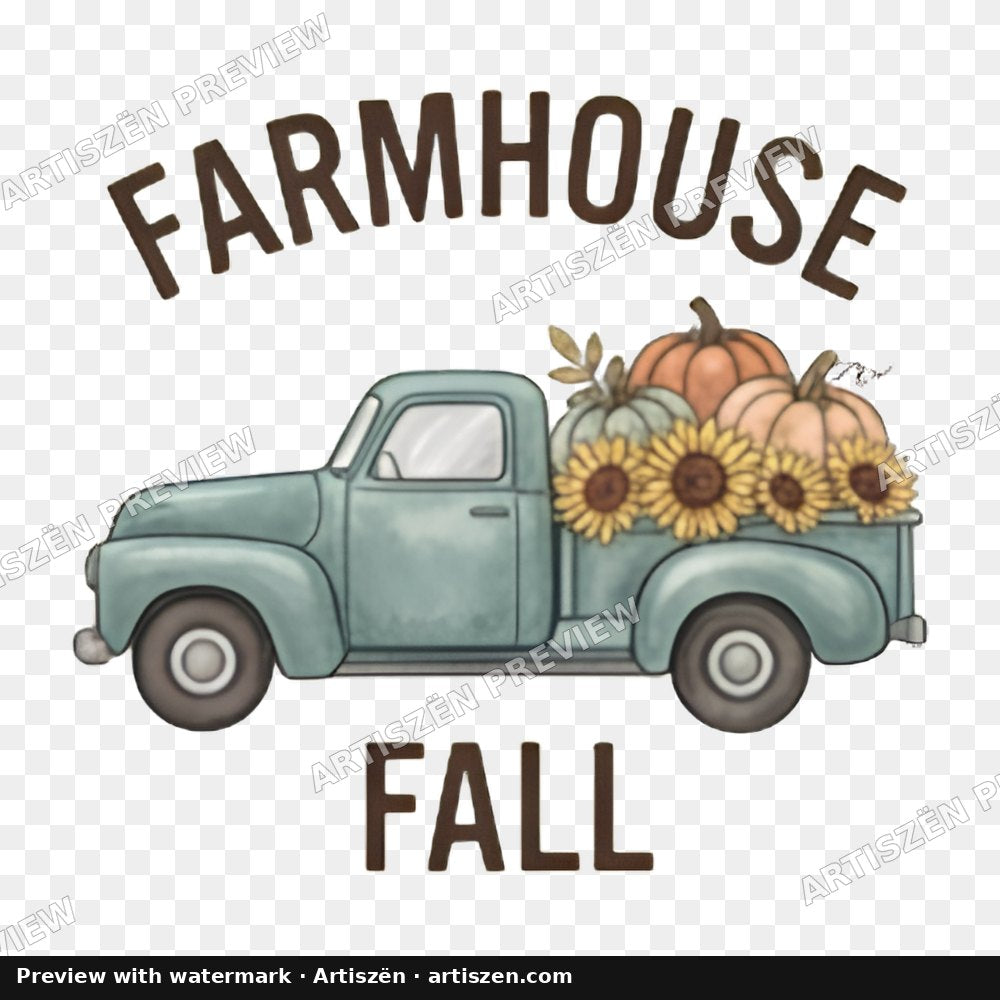 Farmhouse Fall Truck PNG preview