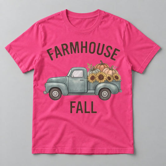 Farmhouse Fall Truck tee in Hot Pink