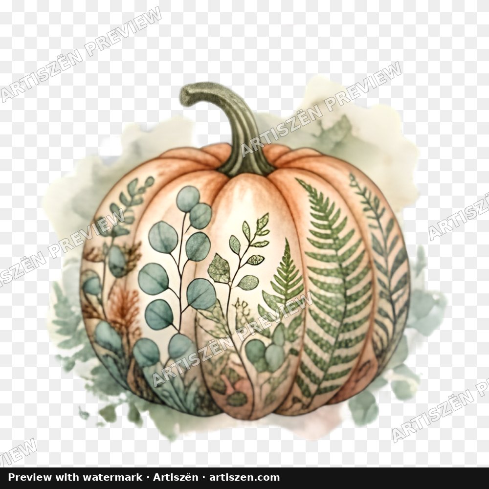 Fern Botanical Pumpkin PNG preview