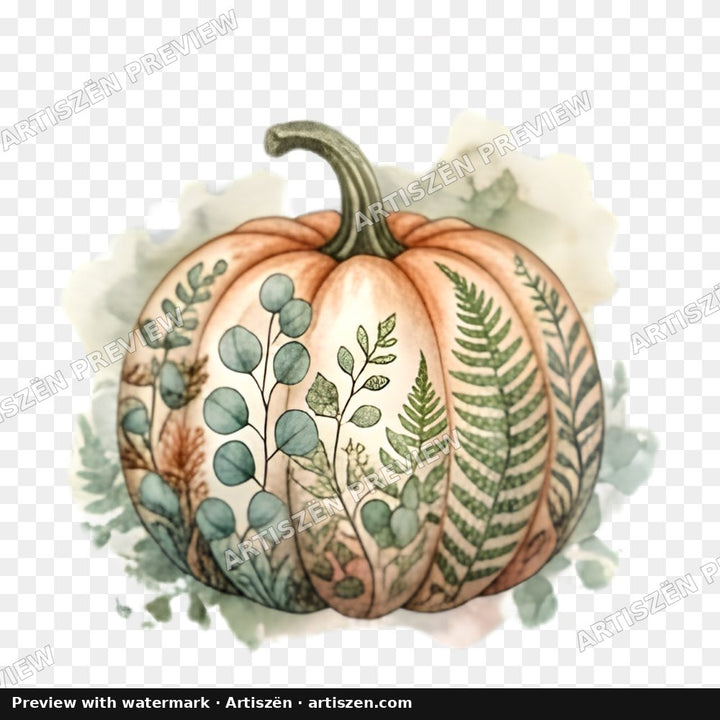 Fern Botanical Pumpkin PNG preview