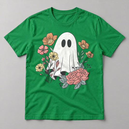 Floral Ghost tee in Kelly Green