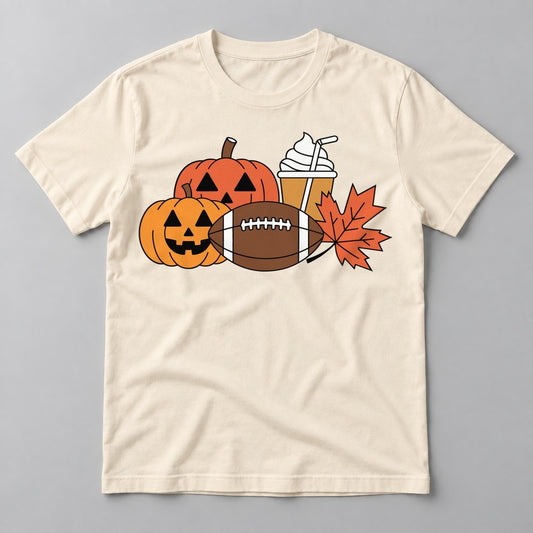 Football Fall Favorites tee in Natural