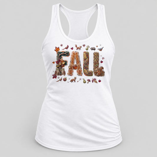 Fox & Owl Jewel Fall racerback tank in White