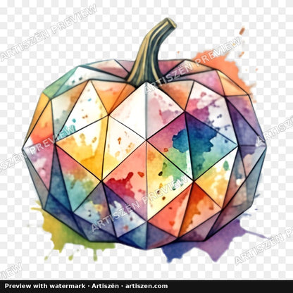 Geometric Watercolor Pumpkin PNG preview