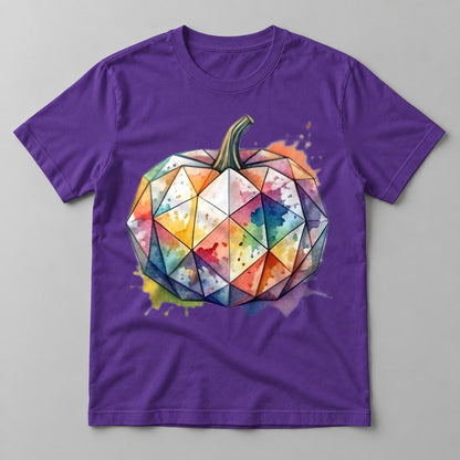 Geometric Watercolor Pumpkin tee in Team Purple