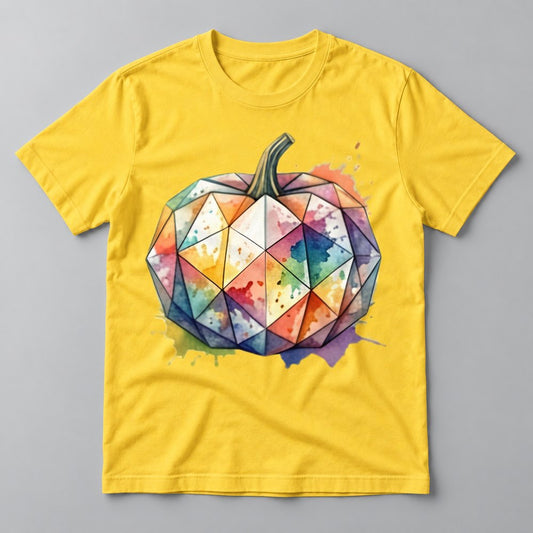 Geometric Watercolor Pumpkin tee in Yellow