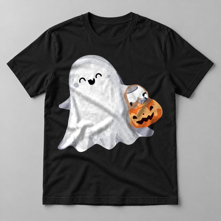 Ghost with Candy Bucket tee in Black