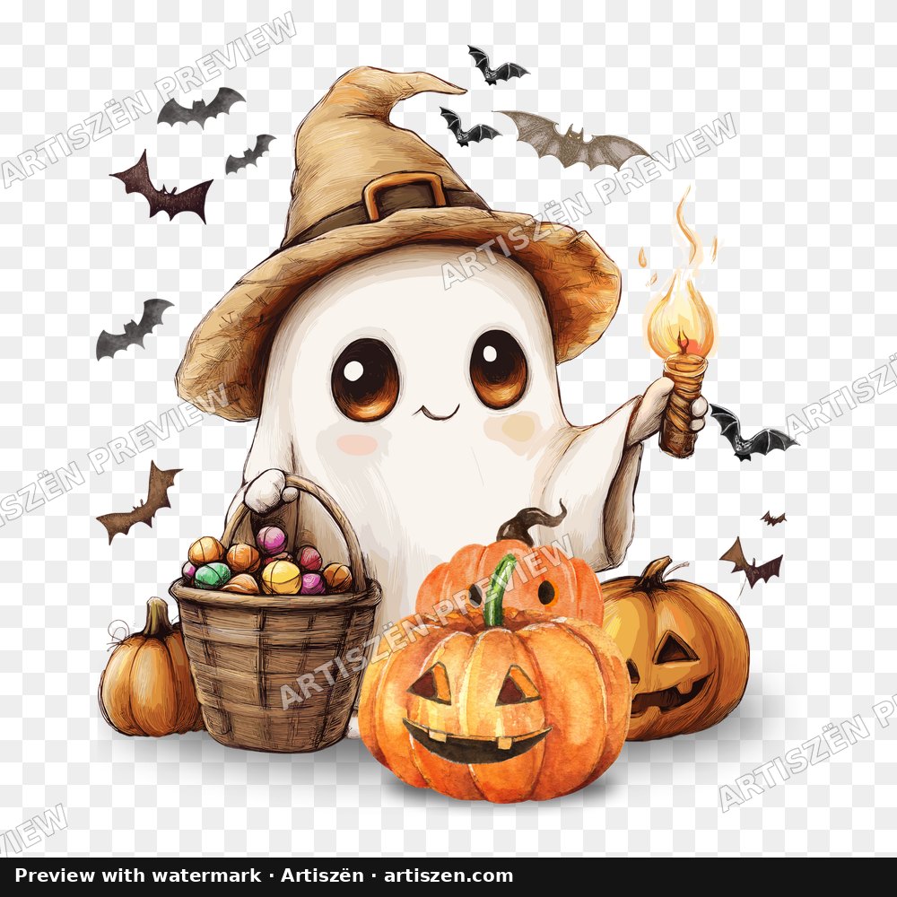 Ghost with Lantern PNG preview