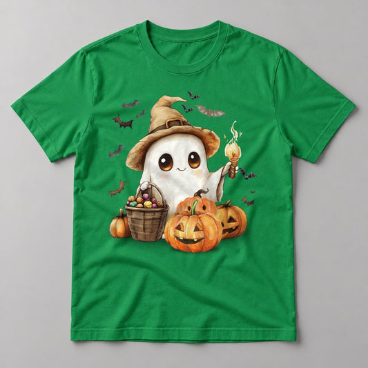 Ghost with Lantern tee in Kelly Green