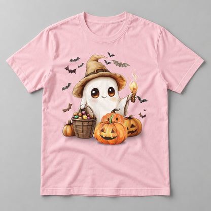 Ghost with Lantern tee in Soft Pink