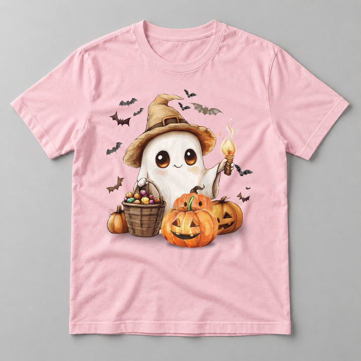 Ghost with Lantern tee in Soft Pink