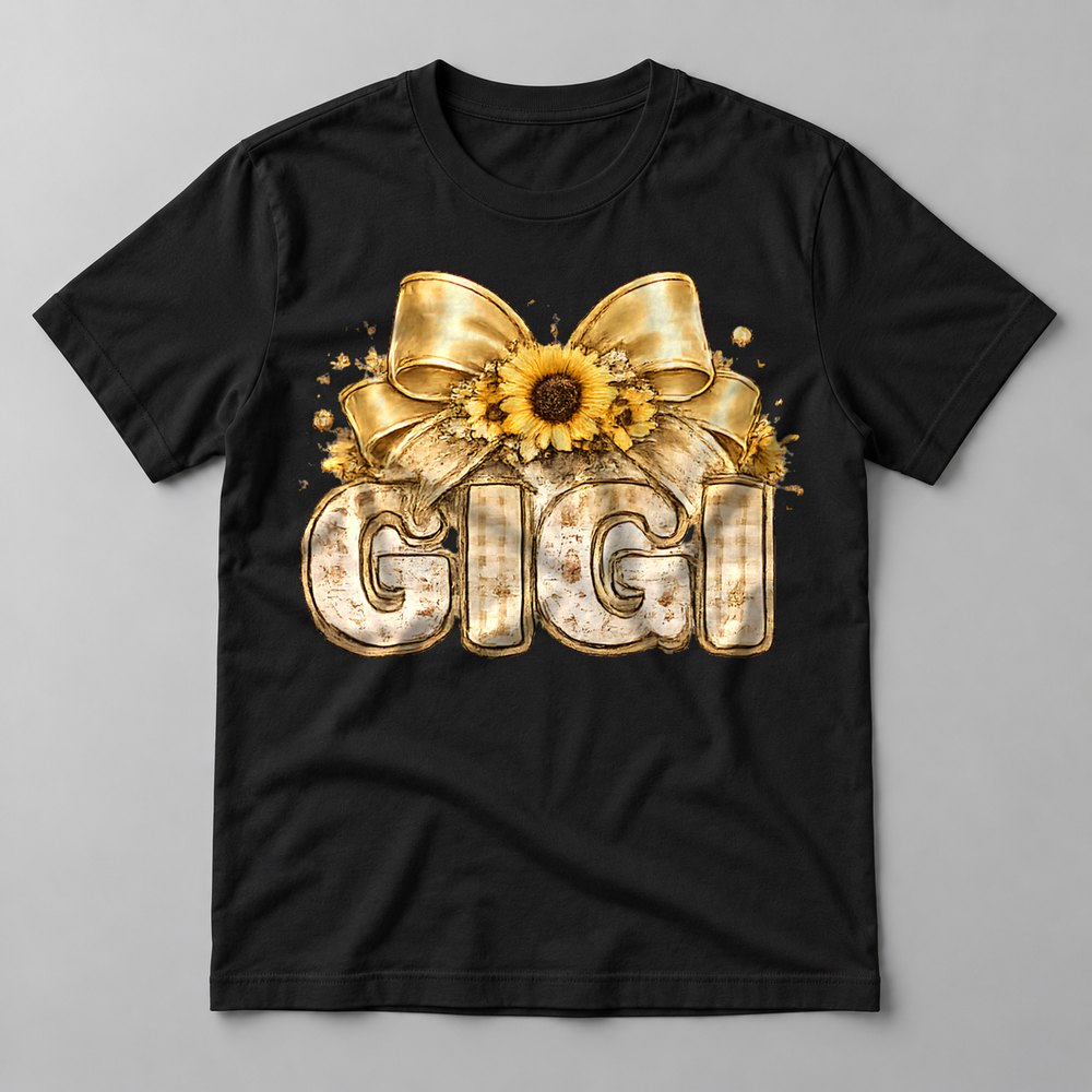 Gigi Sunflower Bow tee in Black