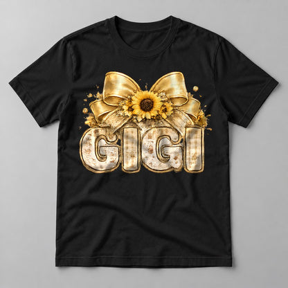 Gigi Sunflower Bow tee in Black