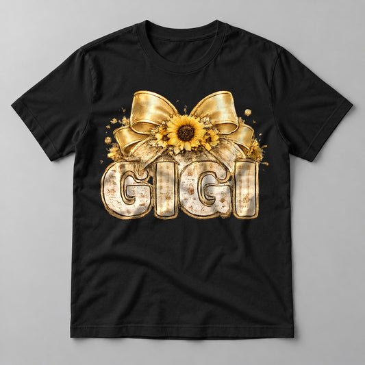 Gigi Sunflower Bow tee in Black