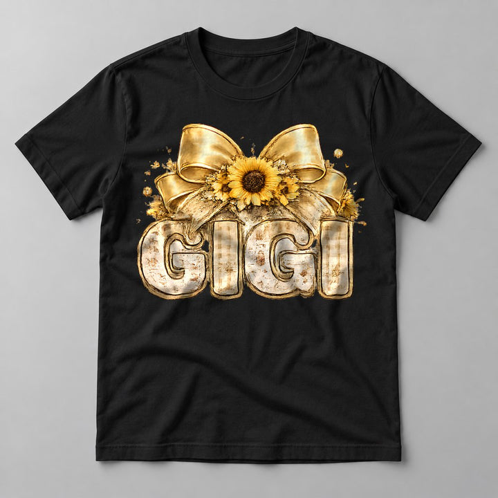 Gigi Sunflower Bow tee in Black