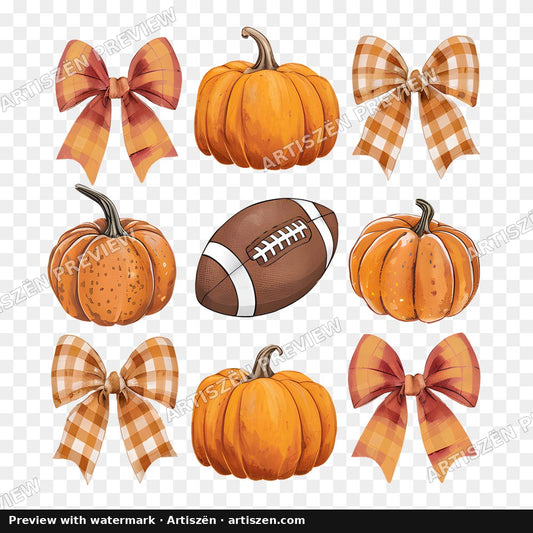 Gingham Bows & Football PNG preview
