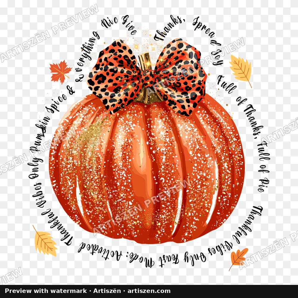 Give Thanks Glitter Pumpkin PNG preview