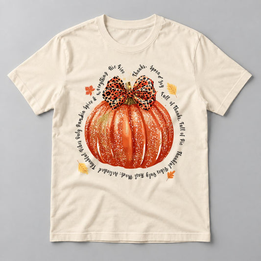 Give Thanks Glitter Pumpkin tee in Natural