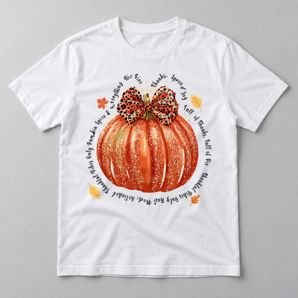 Give Thanks Glitter Pumpkin tee in White