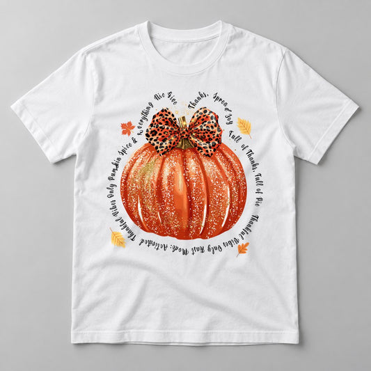 Give Thanks Glitter Pumpkin tee in White