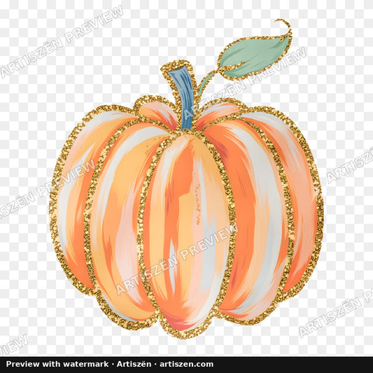 Glitter Striped Pumpkin PNG preview