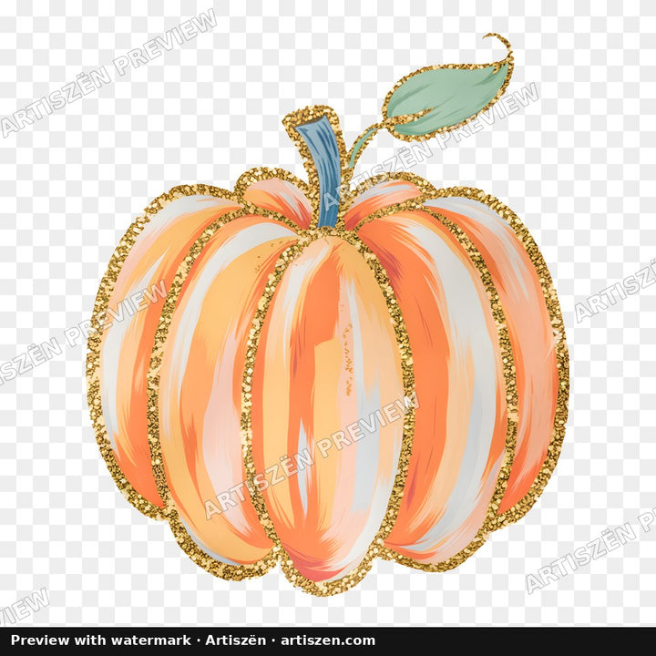 Glitter Striped Pumpkin PNG preview