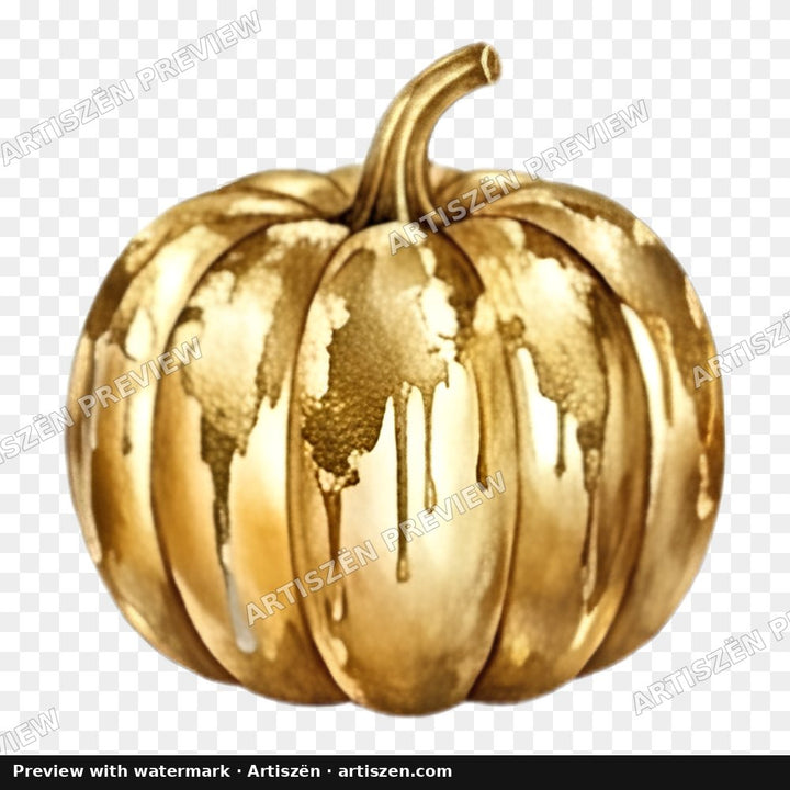 Gold Drip Pumpkin PNG preview
