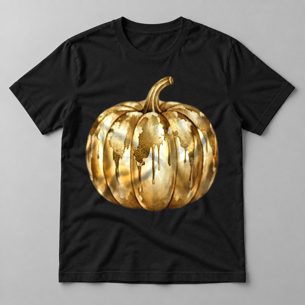 Gold Drip Pumpkin tee in Black