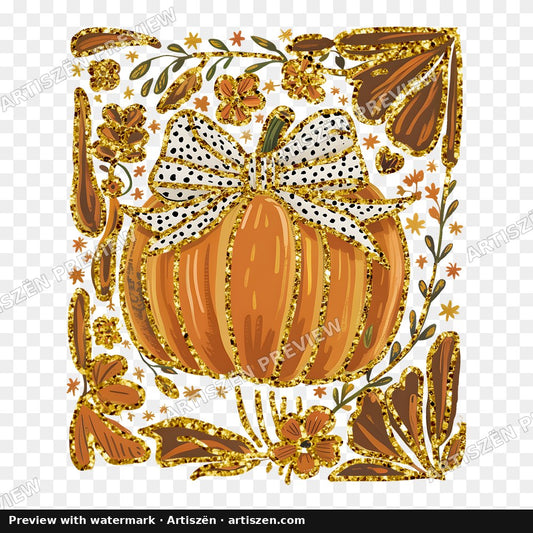 Gold Pumpkin Frame PNG preview
