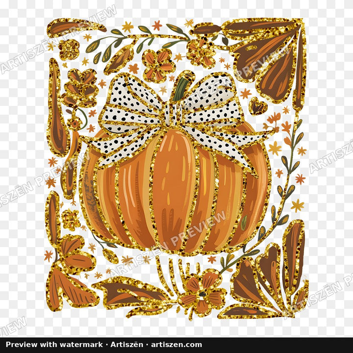 Gold Pumpkin Frame PNG preview