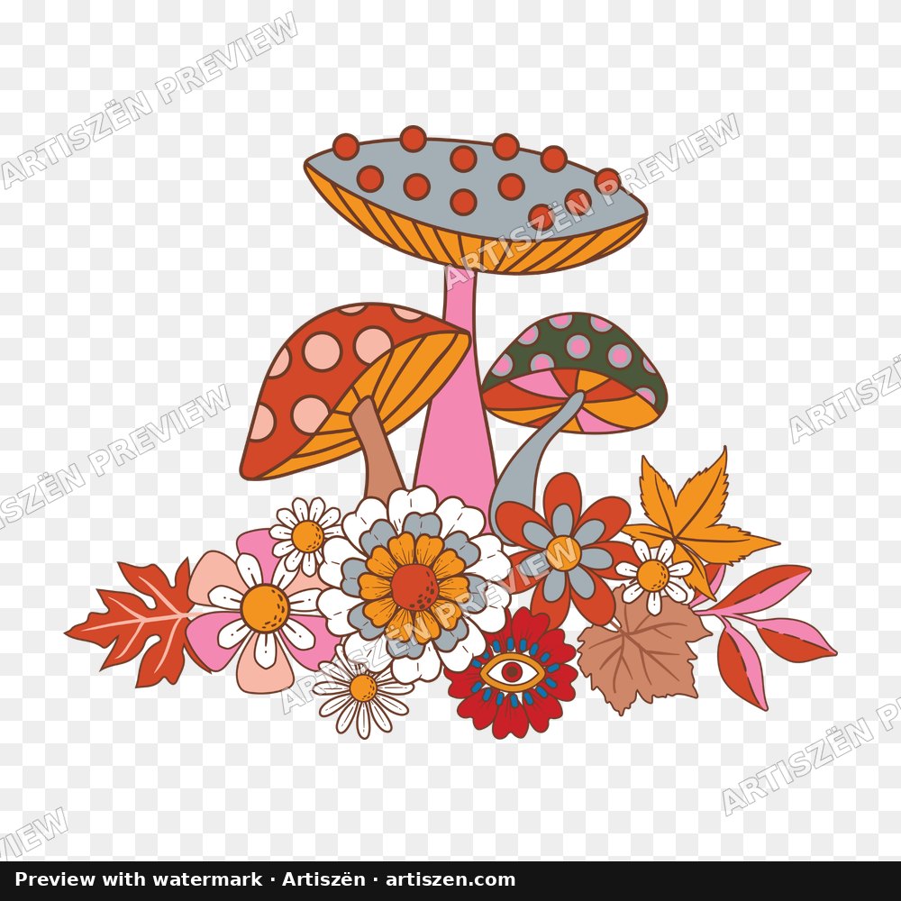 Groovy Mushroom Bouquet PNG preview