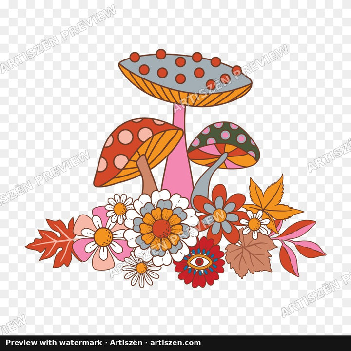 Groovy Mushroom Bouquet PNG preview